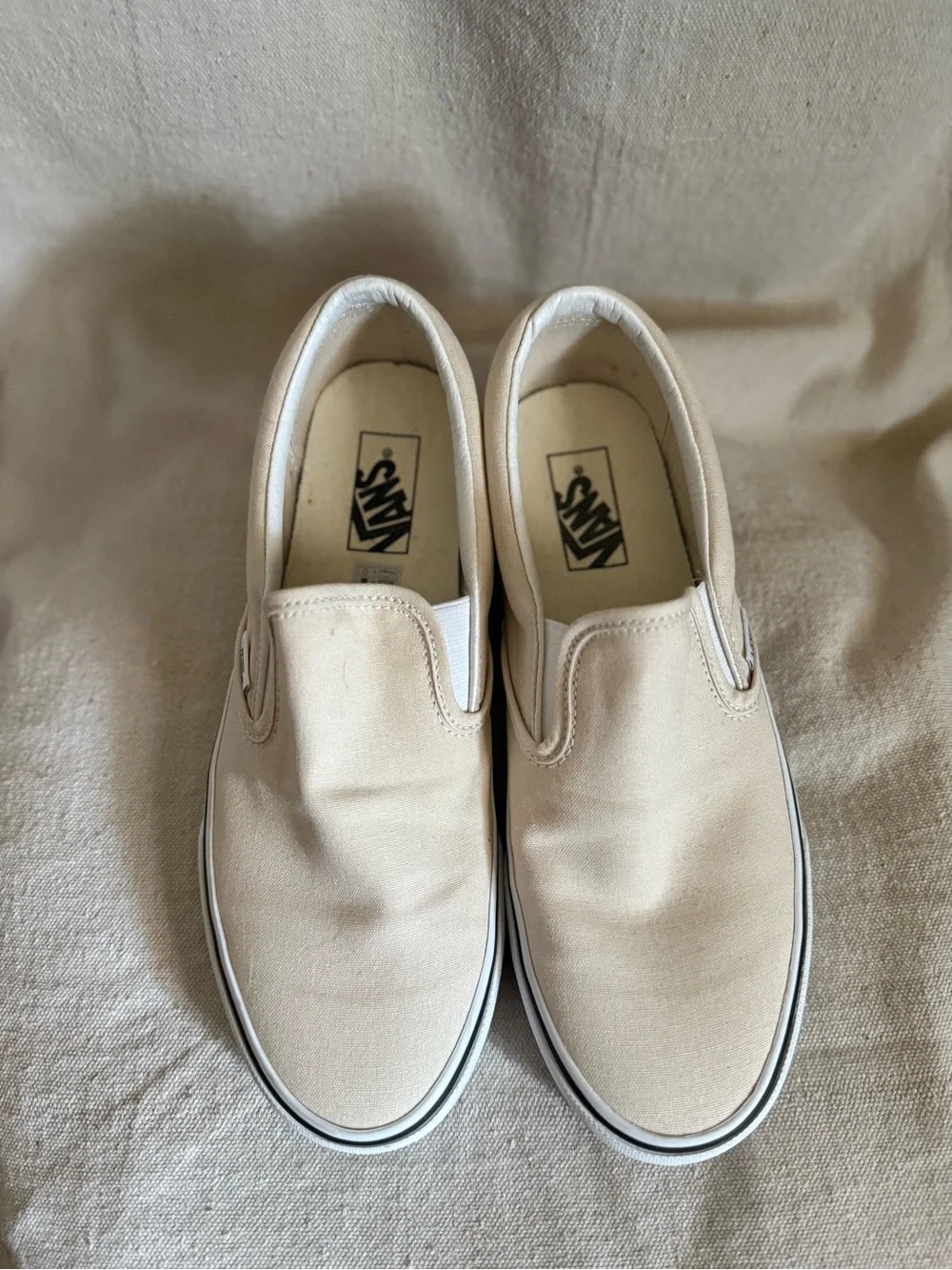 Vans Classic Slip-On Canvas Shoes in Cream